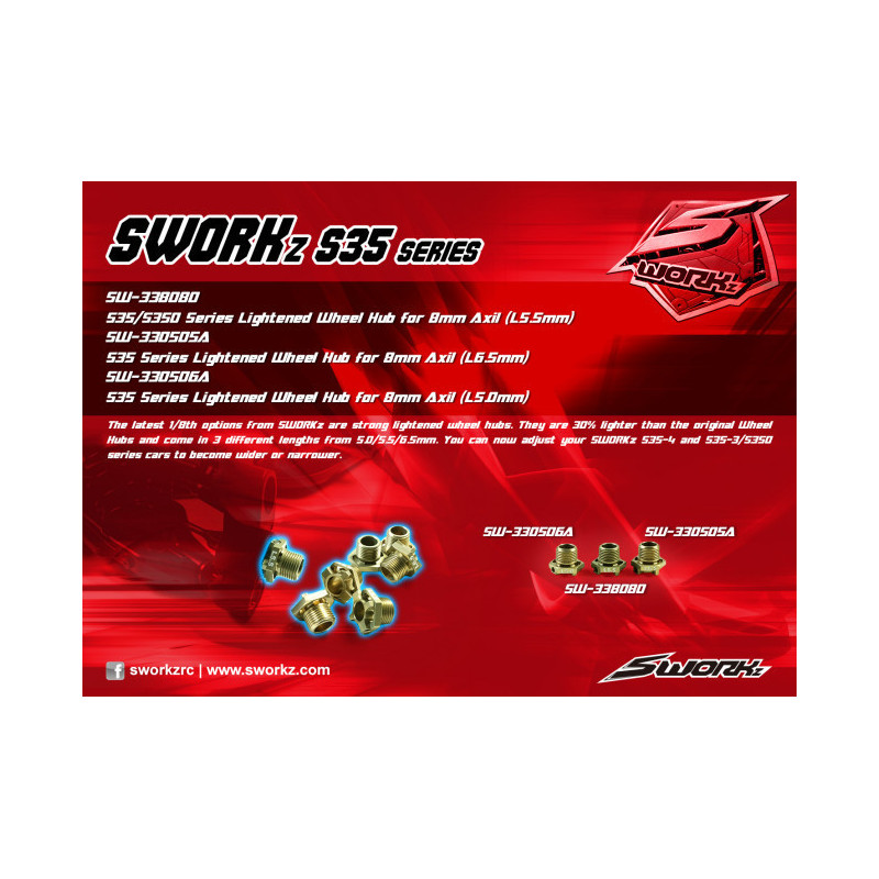 SWORKz Lightend Wheel Hub 6.5mm for 8mm Axle (2)
