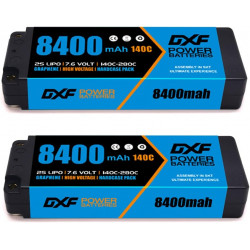 2X DXF 2S Lipo Batería 7.6V HV 8400mAh 140C Estuche rígido Batería con 5.0 mm Bullet to Deans T Plug