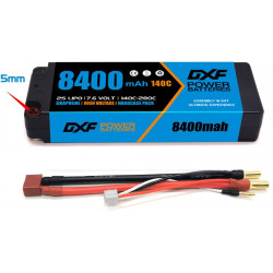 2X DXF 2S Lipo Batería 7.6V HV 8400mAh 140C Estuche rígido Batería con 5.0 mm Bullet to Deans T Plug