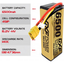 2xDXF 4s HV 15.2V 6500mAh 140C XT90 Plug