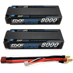 DXF 2S Lipo Batería 7.4V 8000mAh 110C Estuche rígido Batería con 5.0 mm Bullet to Deans T Plug para