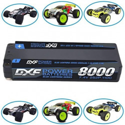 DXF 2S Lipo Batería 7.4V 8000mAh 110C Estuche rígido Batería con 5.0 mm Bullet to Deans T Plug para