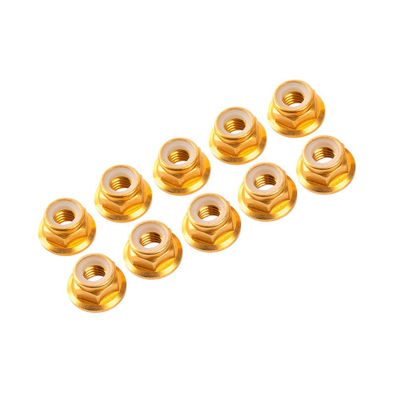 AUTOBLOCANTE ALU. M4 FLANGED DORADO (10u.)