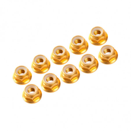 AUTOBLOCANTE ALU. M4 FLANGED DORADO (10u.)