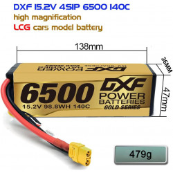 DXF 15,2 V 6500 mAh 140 C 4S HV Lipo Batería Carcasa rígida con enchufe XT90 o EC5