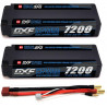 2X HV DXF 2S Lipo Batería 7.6V 7200mAh 140C Estuche rígido Batería con 5.0 mm Bullet to Deans T Plug para