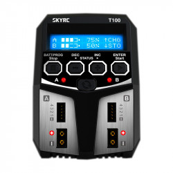CARGADOR T100 DUO LIPO2-4S 0.1-5A 2X50W 240V AC SKYRC