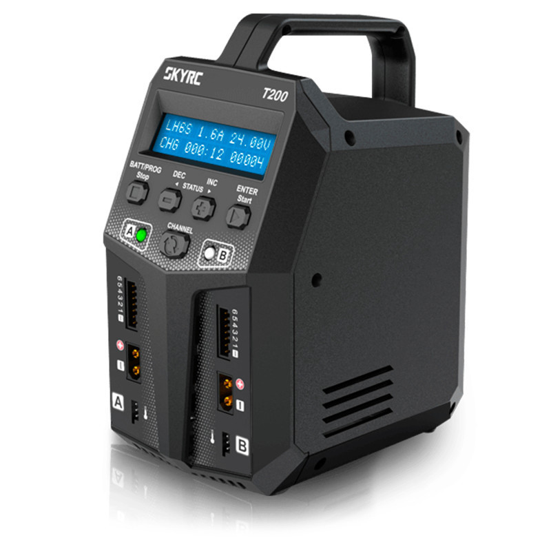 CARGADOR T200 DUO LIPO 1-6S 12A 2X100W 240V AC / 12V DC SKYRC
