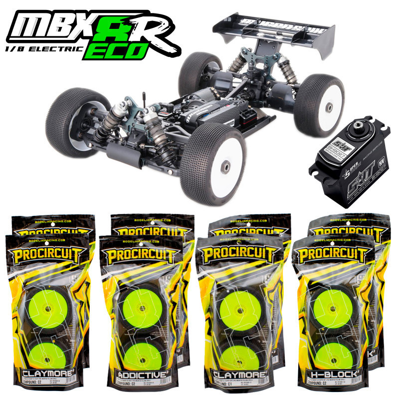 COMBO COCHE 1/8 OFF ROAD MBX8R ECO + PACK 4 SETS PROCIRCUIT C2 + SERVO SRT-BH9027