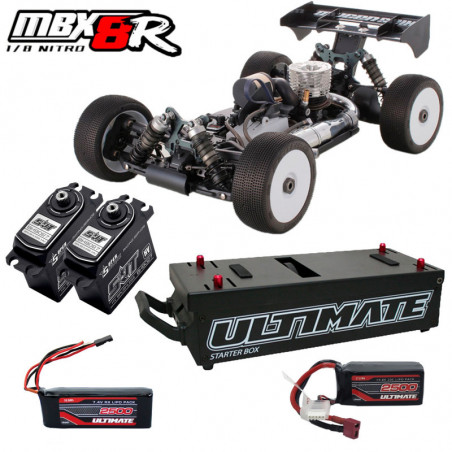 COMBO COCHE 1/8 OFF ROAD MBX8R + 2X SRT-9027 + BATERIA RECEPTOR UR4451 + COMBO CAJA ARRANCADORA UR4501C