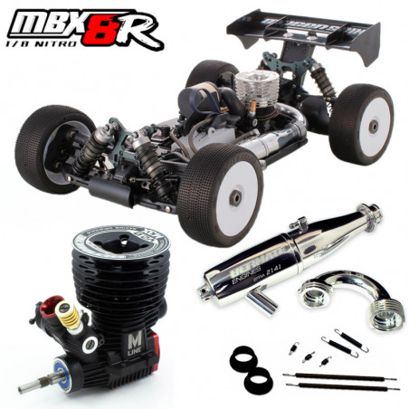 COMBO COCHE 1/8 OFF ROAD MBX8R + MOTOR MXR + ESCAPE COMPLETO 2141