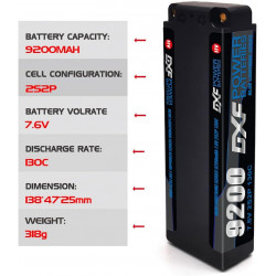 2PCS 2S 7.6V 9200MAH 130C DEANS