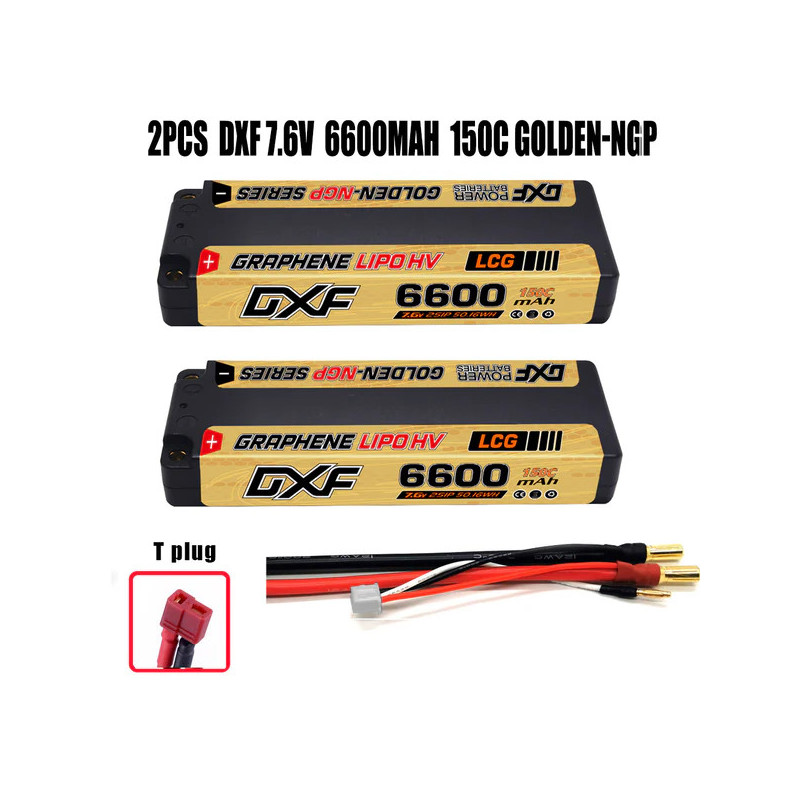 2PCS 2S 7.6V 6600MAH 150C DEANS NGP