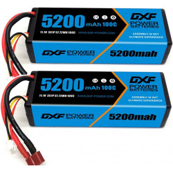 DXF 3S - Batería LIPO (11,1 V, 100 C, 5200 mAh, con conector en T, 2 ud)