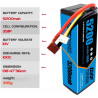 DXF 3S - Batería LIPO (11,1 V, 100 C, 5200 mAh, con conector en T, 2 ud)