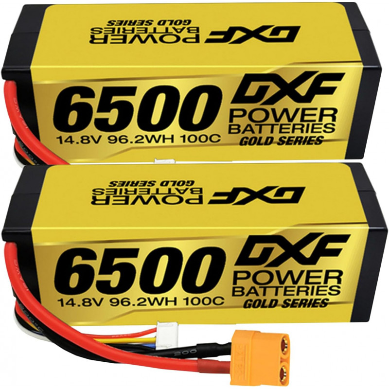 2PCS  DXF 4S Batería Lipo 14.8V 100C 6500mAh Batería rígida con XT90-EC5