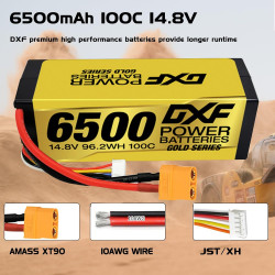 2PCS  DXF 4S Batería Lipo 14.8V 100C 6500mAh Batería rígida con XT90-EC5