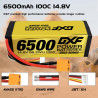 2PCS  DXF 4S Batería Lipo 14.8V 100C 6500mAh Batería rígida con XT90-EC5